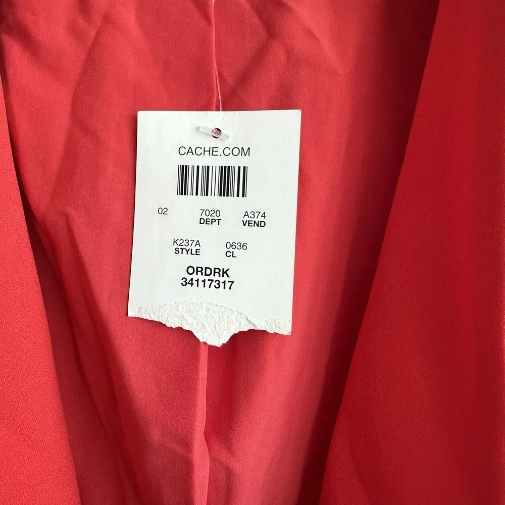 Cache Open Vest 6 Red NEW gold accents Drapery Sleeveless